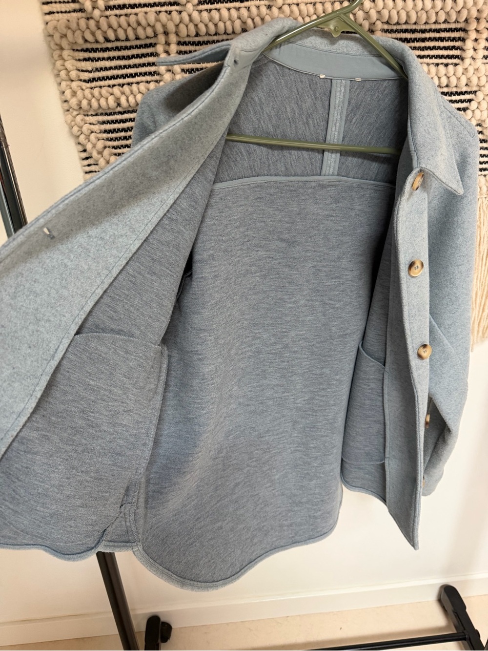 Light Blue Button-Front Wool Jacket - Picture 5 of 16